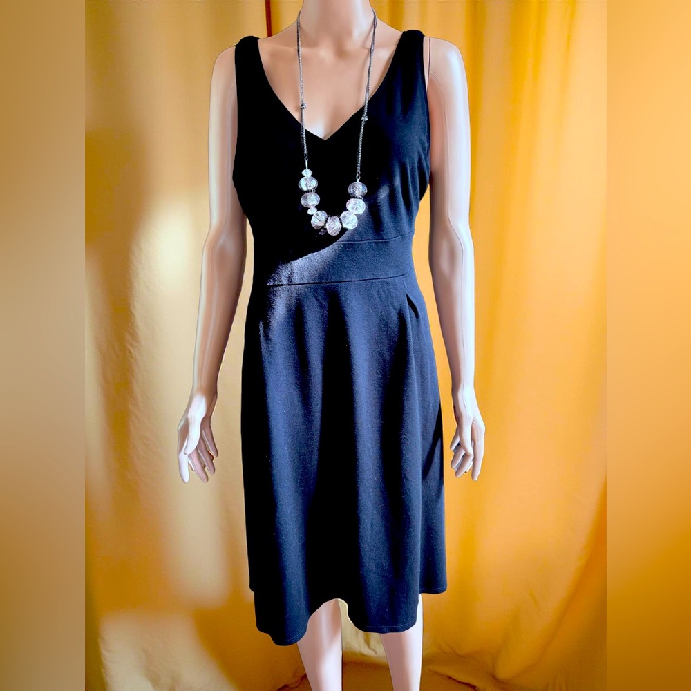 Eileen Fisher Petite Large Black A-Line Stretch Dress